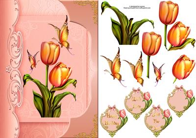 Tulips and Butterflies Fancy with Decoupage