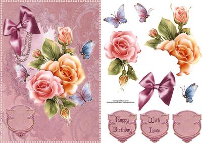 Rosy Sweetheart & Pearls with Decoupage