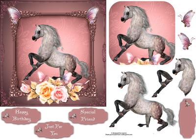 Equine Floral Fantasy with Decoupage