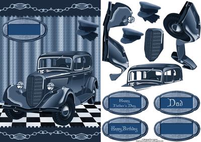 Classic Vintage Car with Decoupage