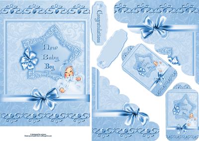 New Baby Boy Pocket Card with Tags