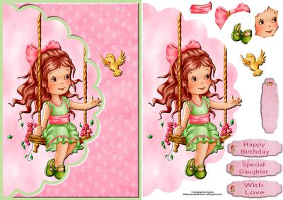 Spring Swing Cutie Envelope Card with Decoupage