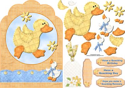 Quacking Birthday / Get Well Card with Tag and Decoupage