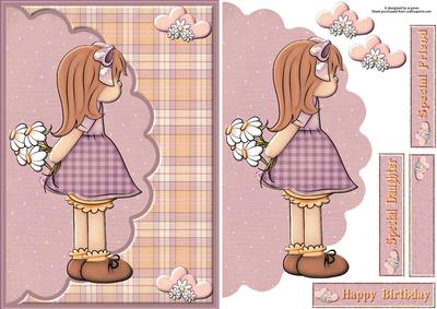Lil Miss Daisy Envelope Card with Decoupage