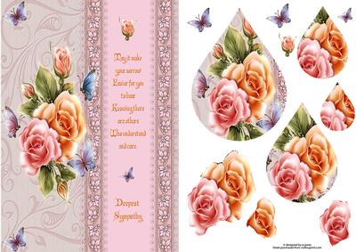 Sympathy Roses with Teardrop Pyramage and Decoupage