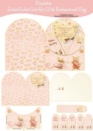 Friendships Arched Pocket Card Kit with Bookmark and Tags