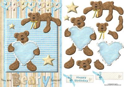 Beary Special Blue with Decoupage