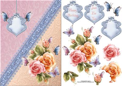 Pastel Roses and Butterflies with Decoupage
