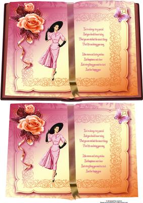 Vintage Lady Booksheet with Verse