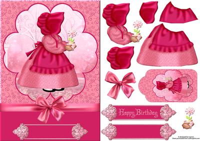 Lil Sunbonnet's Gift with Decoupage and Tag
