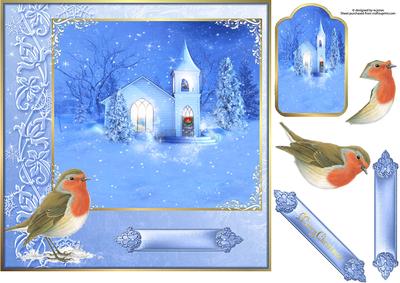 Silent Night Christmas Robin with Decoupage & Tag