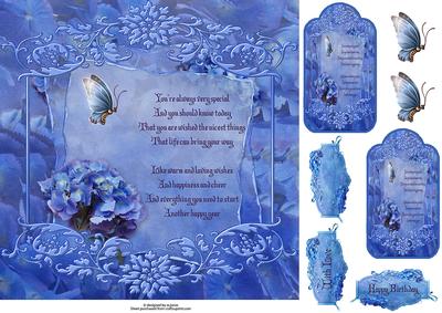 Hydrangrea Birthday with Verse & Tags