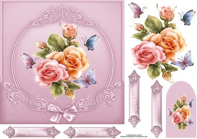 Pink Rosy Delight with Decoupage & Tag