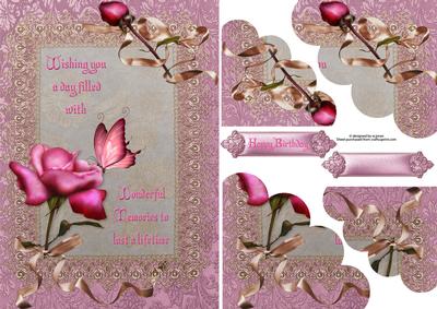 Rose Butterfly & Lace Duo Corner Stacker with Verse