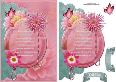 Dahlia and Pearls Envelope Card with Verse