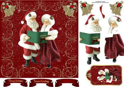 Mr & Mrs Claus with Decoupage & Tag