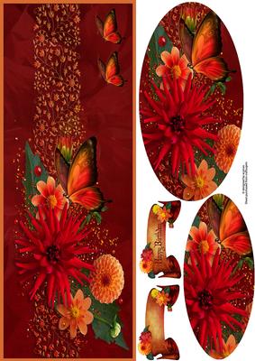 Floral & Butterfly Large Dl with Oval Pyramage