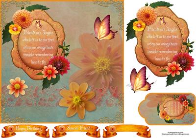 Friendship Dahlias with Decoupage, Verse & Tag