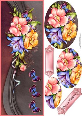 Floral & Butterflies Large Dl with Pyramage