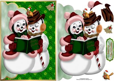 Snowmen Carollers Envelope Card
