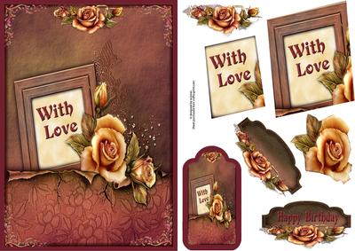 With Love Roses with Decoupage & Tag