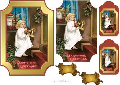 Santa Watching Plaque Card with Tags