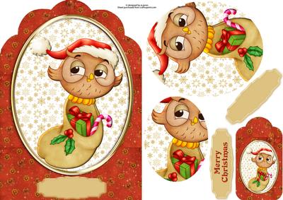 Christmas Owl Fancy Top with Pyramage and Tag