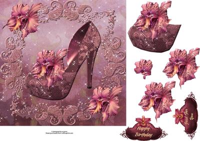 Sparkling Orchid Femininity with Decoupage