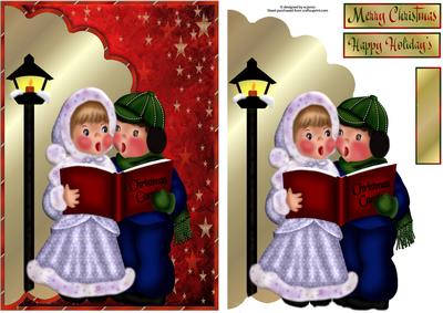 Christmas Children Carollers Envelope Card