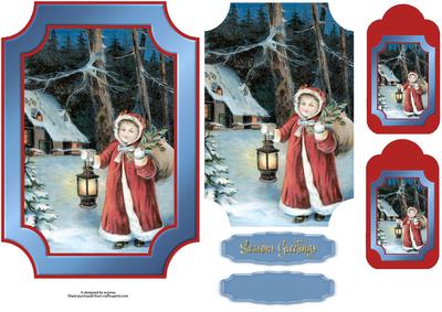 Christmas Vintage Holly Collecting Plaque Card
