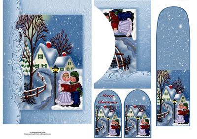 Christmas Carollers Pocket Scene with Bookmark & Tags