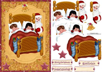 Christmas Eve Children with Decoupage