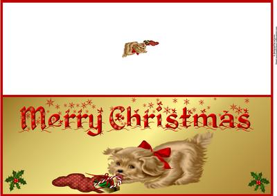 Christmas Puppy Large Dl Fold Back Card