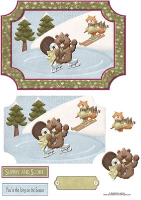 Christmas Skating Plaque Card