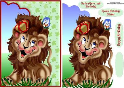 Lion & Birdie Birthday Envelope Card