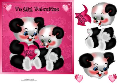 Valentine Panda's with Decoupage