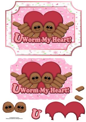 U Worm My Heart Plaque Card with Decoupage