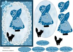 Cute Bonnet Girl & Cat