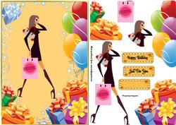 Fashion Shopper Decoupage Card