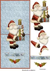 Here Comes Santa Over the Edge Fold Back Card