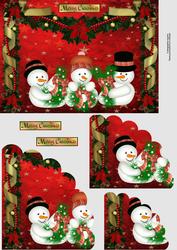 Christmas Swag Snowmen Scalloped Edge Corner Stacker