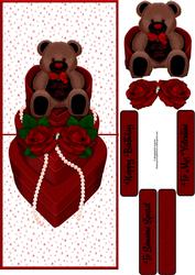 Heart Bear,roses,pearls Over the Edge Decoupage