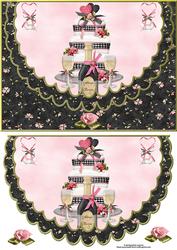 Wedding Champagne Scalloped Edge Envelope Card with Topper