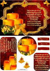 Christmas Candles Scene and Poem with Toppers