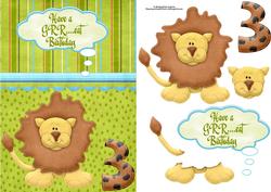 Cute Lion Age 3 Decoupage Card