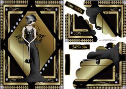 Black and Gold Modern Lady Wavey Edge Corner Stacker