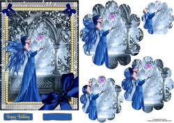 Blue Butterfly Fairy Flower Shaped Pyramage