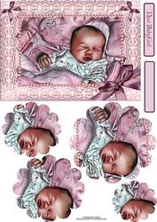 Baby Girl Lace & Pearl Flower Shape Pyramage Card