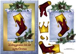 Snowy Ice Pine Stocking with Decoupage