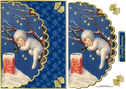 Christmas Baby Scalloped Edge Card with Topper
